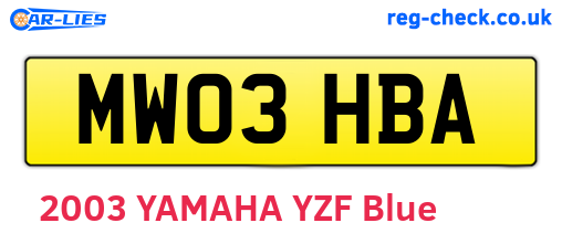 MW03HBA are the vehicle registration plates.