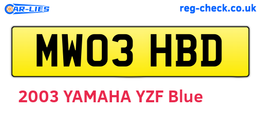 MW03HBD are the vehicle registration plates.