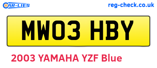 MW03HBY are the vehicle registration plates.