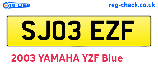 SJ03EZF are the vehicle registration plates.