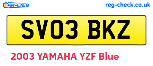 SV03BKZ are the vehicle registration plates.