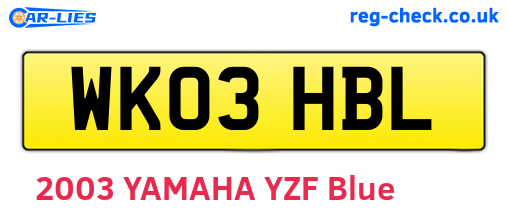 WK03HBL are the vehicle registration plates.
