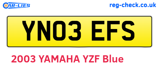 YN03EFS are the vehicle registration plates.