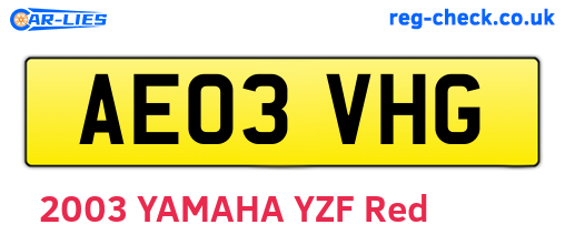 AE03VHG are the vehicle registration plates.