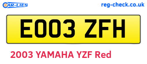 EO03ZFH are the vehicle registration plates.