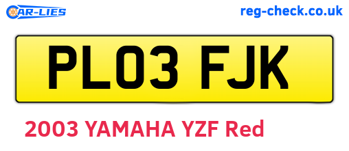 PL03FJK are the vehicle registration plates.