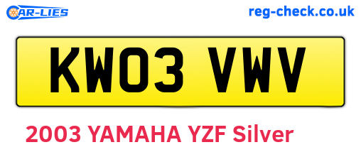 KW03VWV are the vehicle registration plates.