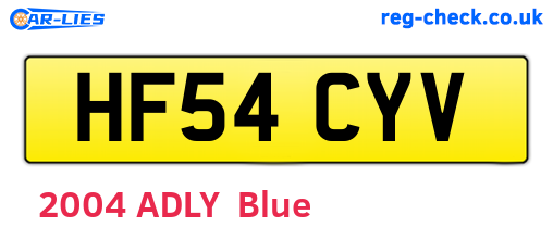HF54CYV are the vehicle registration plates.
