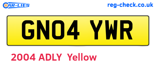 GN04YWR are the vehicle registration plates.