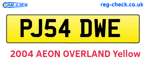 PJ54DWE are the vehicle registration plates.