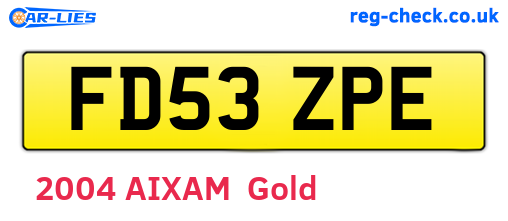 FD53ZPE are the vehicle registration plates.