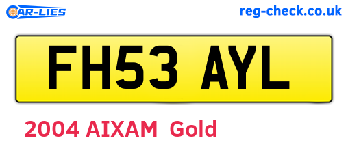 FH53AYL are the vehicle registration plates.
