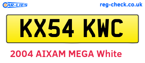 KX54KWC are the vehicle registration plates.