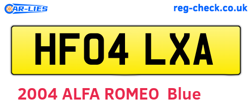 HF04LXA are the vehicle registration plates.