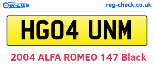 HG04UNM are the vehicle registration plates.