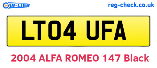 LT04UFA are the vehicle registration plates.