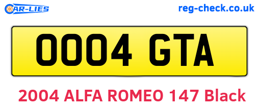 OO04GTA are the vehicle registration plates.