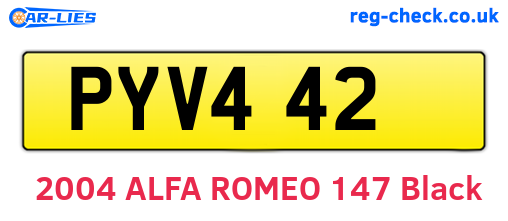PYV442 are the vehicle registration plates.