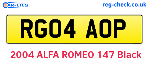 RG04AOP are the vehicle registration plates.