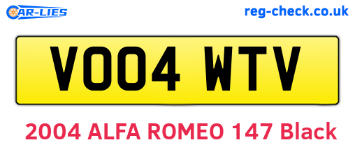 VO04WTV are the vehicle registration plates.