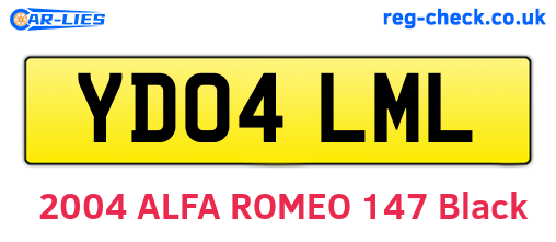 YD04LML are the vehicle registration plates.