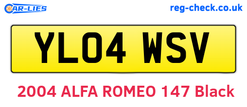 YL04WSV are the vehicle registration plates.