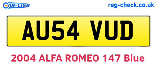 AU54VUD are the vehicle registration plates.