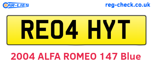 RE04HYT are the vehicle registration plates.