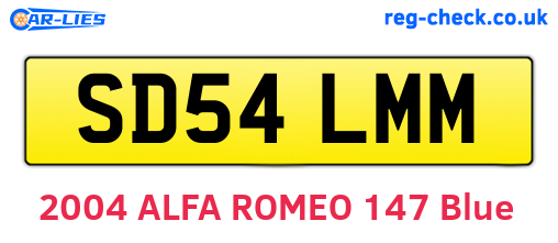 SD54LMM are the vehicle registration plates.