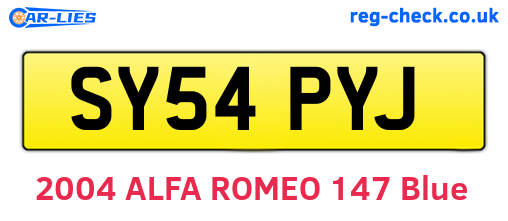 SY54PYJ are the vehicle registration plates.