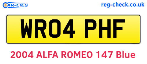 WR04PHF are the vehicle registration plates.