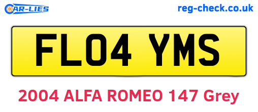 FL04YMS are the vehicle registration plates.