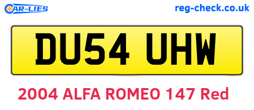 DU54UHW are the vehicle registration plates.