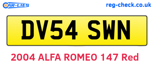 DV54SWN are the vehicle registration plates.