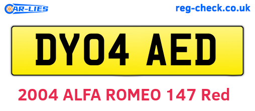 DY04AED are the vehicle registration plates.