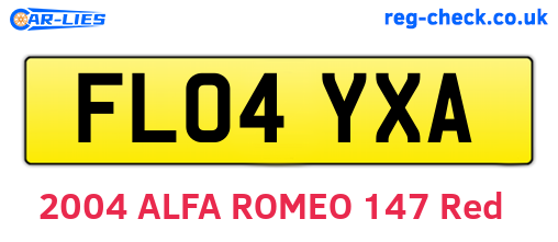 FL04YXA are the vehicle registration plates.