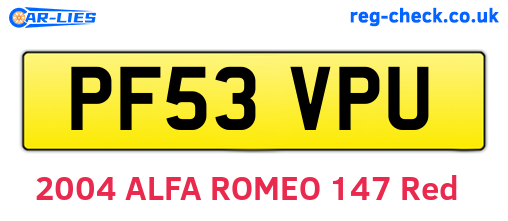 PF53VPU are the vehicle registration plates.