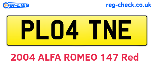 PL04TNE are the vehicle registration plates.