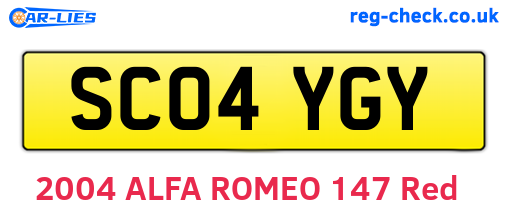 SC04YGY are the vehicle registration plates.