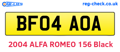 BF04AOA are the vehicle registration plates.