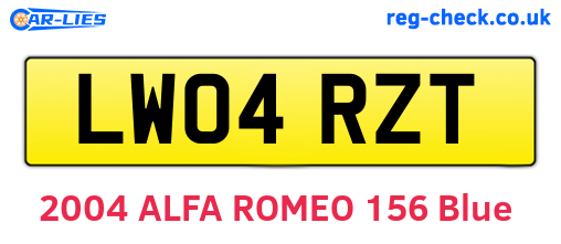 LW04RZT are the vehicle registration plates.