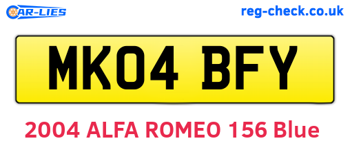 MK04BFY are the vehicle registration plates.