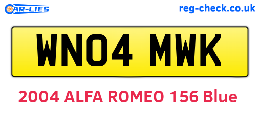 WN04MWK are the vehicle registration plates.