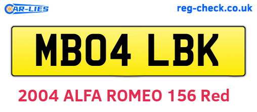 MB04LBK are the vehicle registration plates.