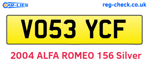VO53YCF are the vehicle registration plates.