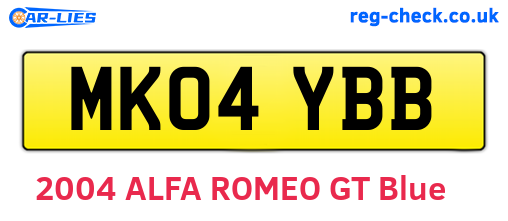 MK04YBB are the vehicle registration plates.
