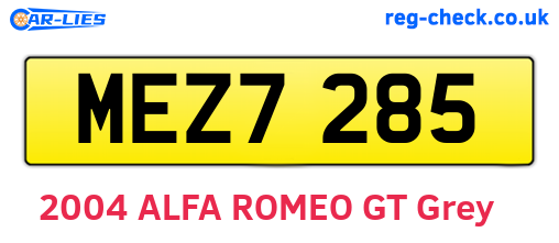 MEZ7285 are the vehicle registration plates.