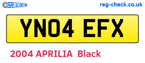 YN04EFX are the vehicle registration plates.