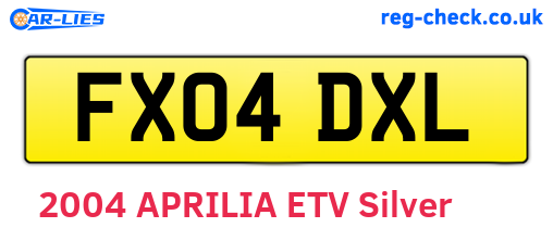 FX04DXL are the vehicle registration plates.