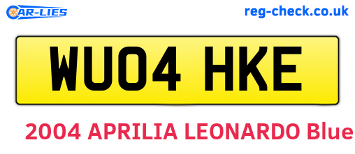 WU04HKE are the vehicle registration plates.
